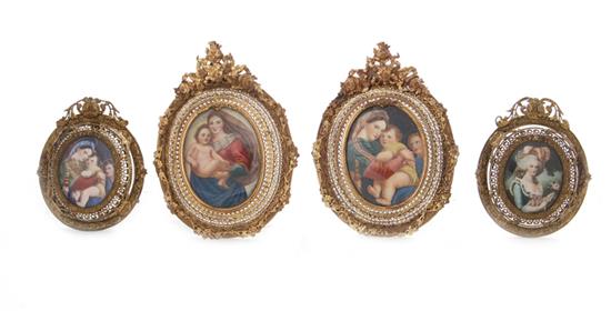 Appraisal: Collection of portrait miniatures after various famous paintings in ornate