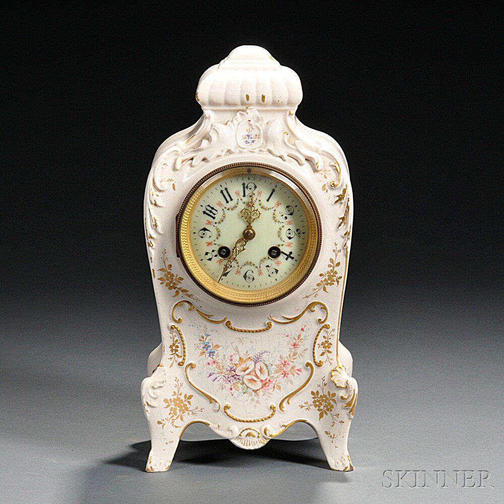 Appraisal: French China Case Shelf Clock c Boston label on bottom