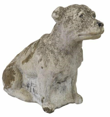 Appraisal: Cast stone garden statuary modeled as a Staffordshire terrier dog