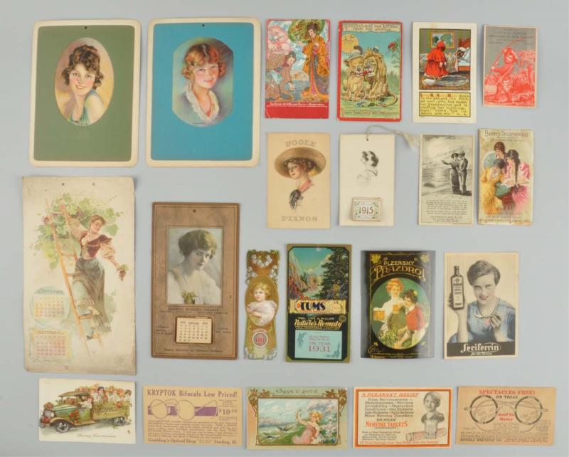 Appraisal: Lot Of Ephemera This lot includes assorted small calendars trade