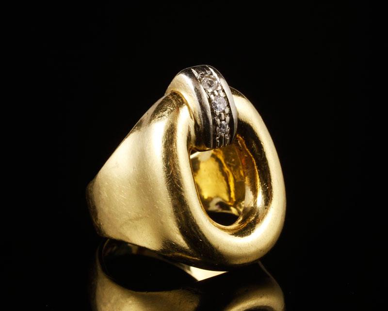 Appraisal: - K Gold and Diamond O Ring K yellow gold