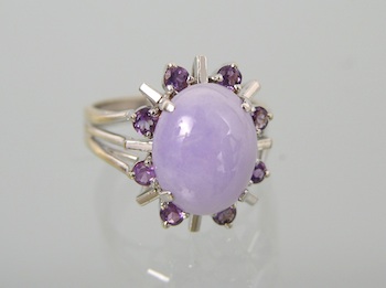 Appraisal: A Lavender Jade and Amethyst Ring k white gold ring