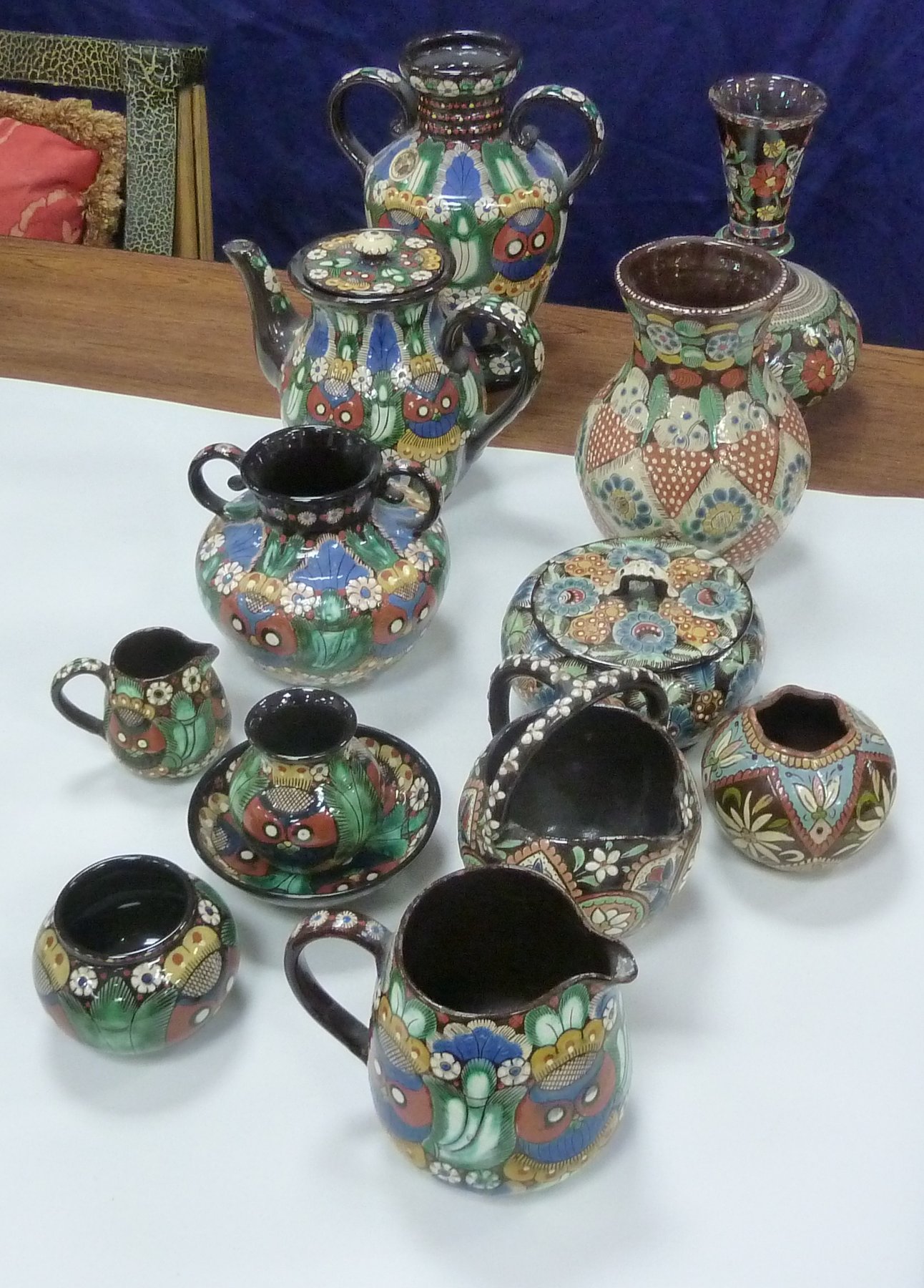 Appraisal: Thoune pottery A collection of items including vases jugs etc