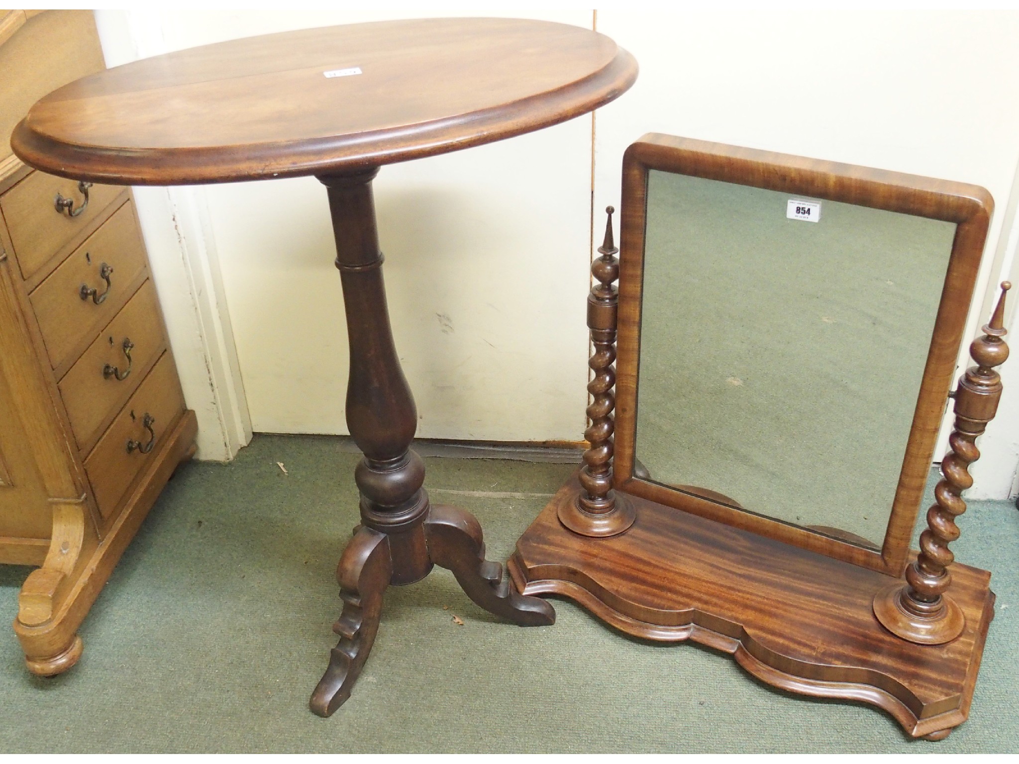 Appraisal: A Victorian mahogany toilet mirror on stand and a Victorian