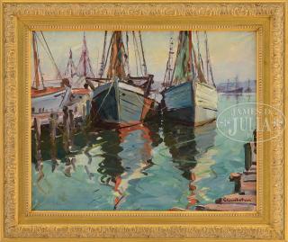 Appraisal: CARL GUSTAFSON American - GLOUCESTER BOATS Oil on board Housed