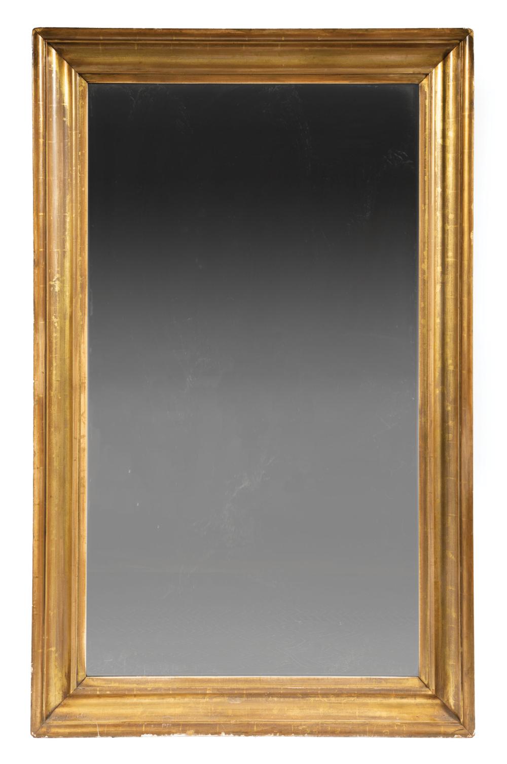 Appraisal: Antique American Giltwood Mirror mid-to-late th c cove-molded surround aged