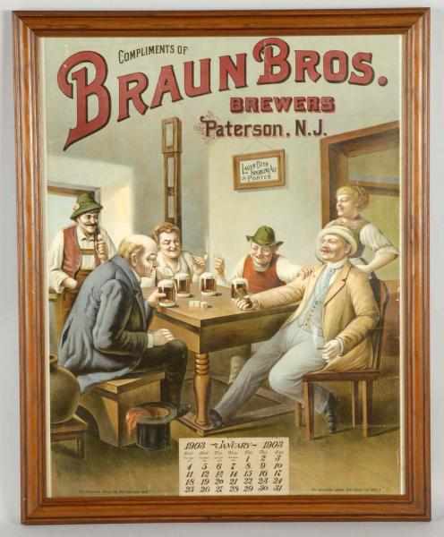 Appraisal: Braun Brothers Brewery Advertising Calendar Description Paper Nice image of