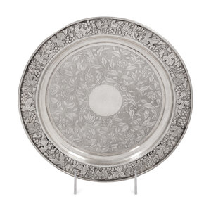 Appraisal: A Chinese Export Silver Salver of circular form delicately hammered