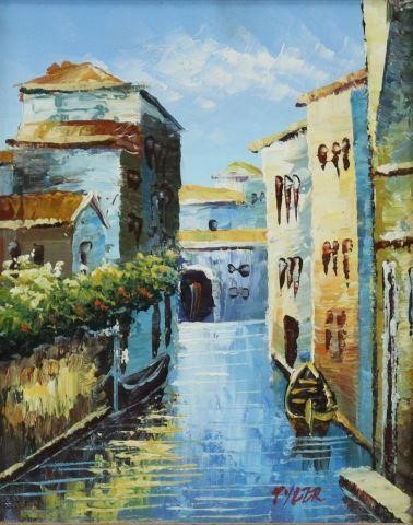 Appraisal: Framed oil on canvas painting Venetian Canal signed lower right