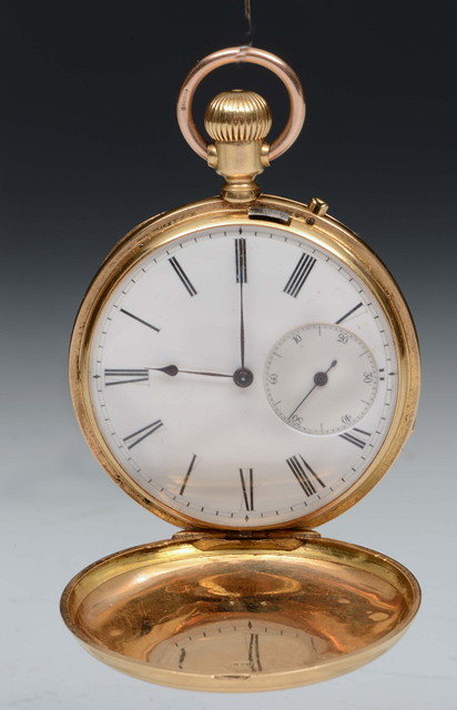 Appraisal: A CONTINENTAL CT GOLD HUNTER POCKET WATCH the enamel dial