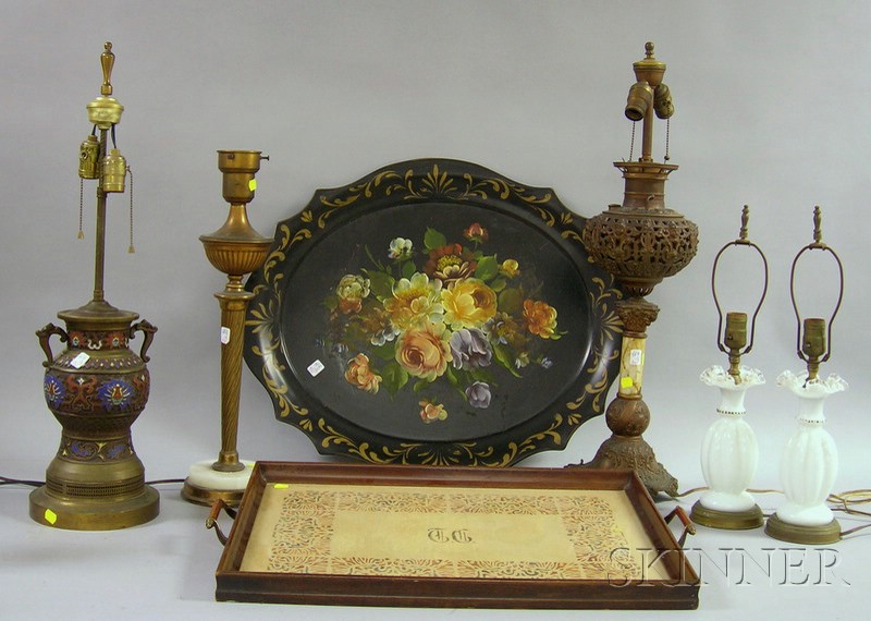 Appraisal: Six Pieces of Assorted Decorative Lighting and Two Trays a