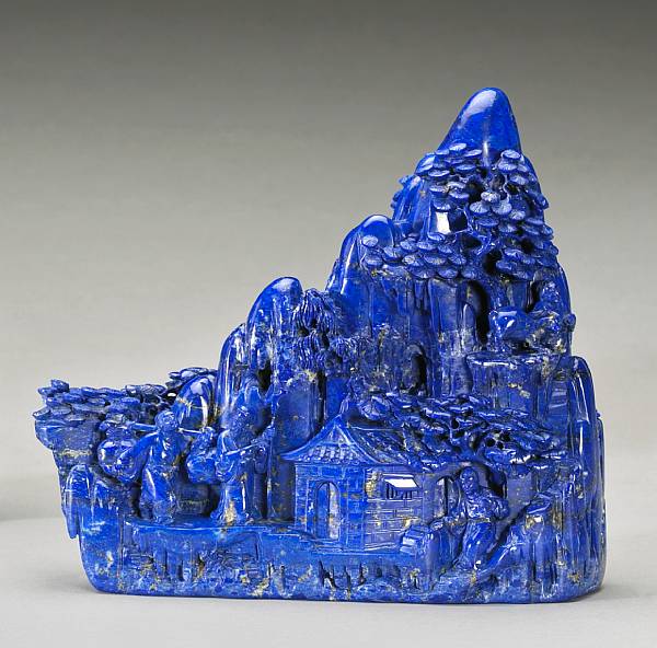 Appraisal: A lapis lazuli mountain th Century Skillfully carved to depict