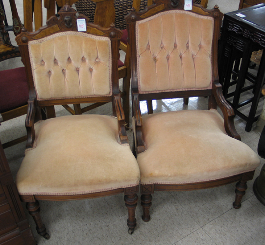 Appraisal: TWO MATCHING VICTORIAN PARLOR CHAIRS Renaissance Revival American th century