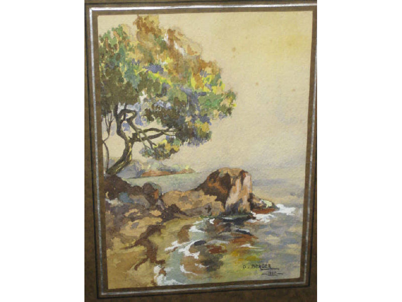 Appraisal: G BERGER TH CENTURY Coastal scene watercolor on paper signed