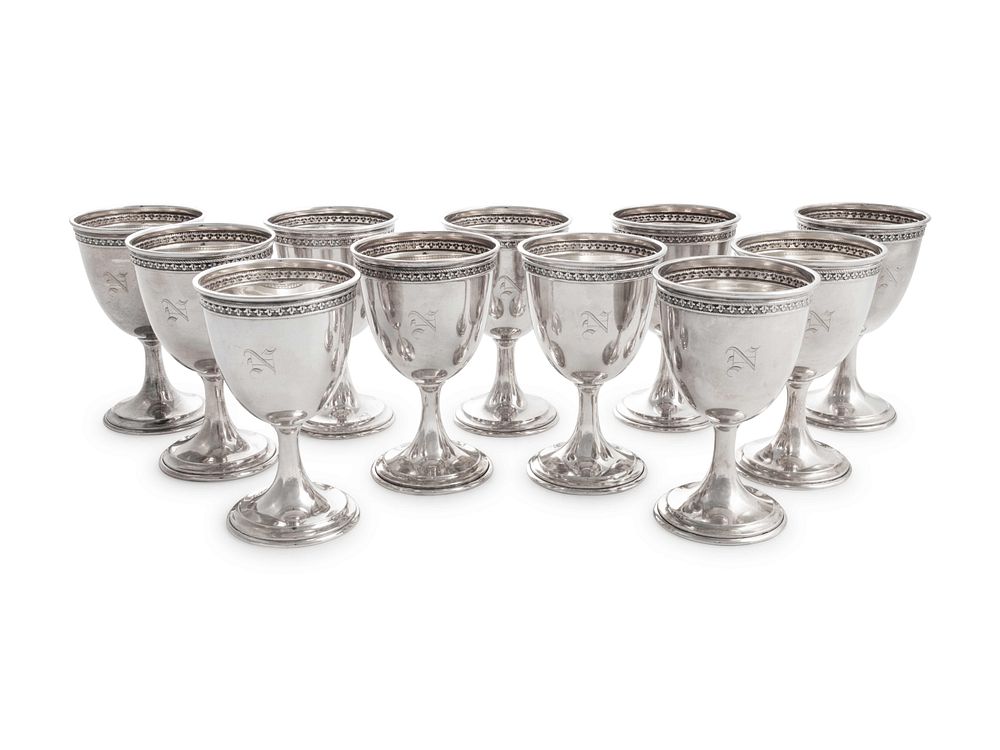 Appraisal: A Set of Twelve American Silver Goblets A Set of