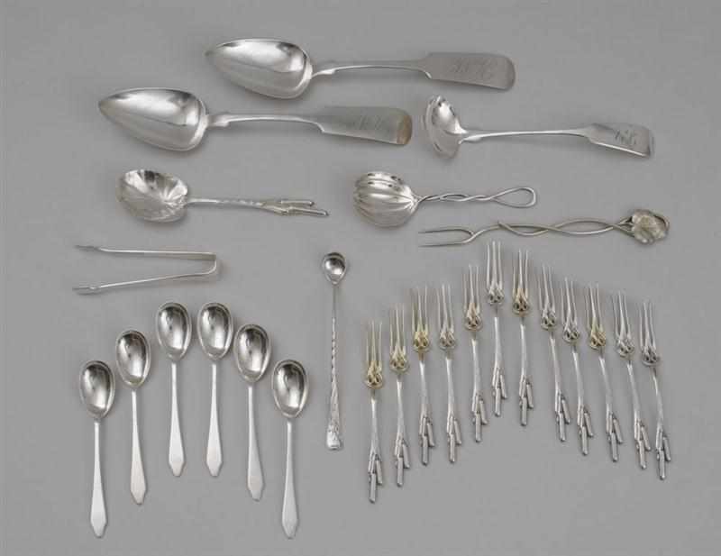 Appraisal: SET OF TWELVE DURGIN SILVER OYSTER FORKS AND A SPOON