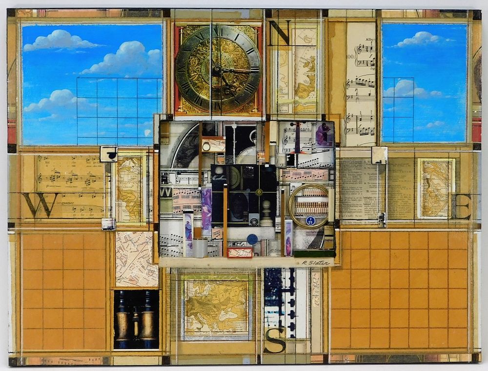 Appraisal: Roderick Slater Collage Mixed Media Painting United States - Rectilinear