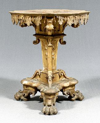 Appraisal: Italian carved and gilt center table finely carved and gilt