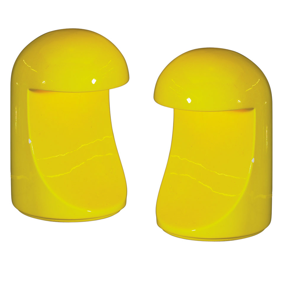 Appraisal: Pair Gabbianelli Italy Contemporary Yellow Ceramic Table Lamps c label