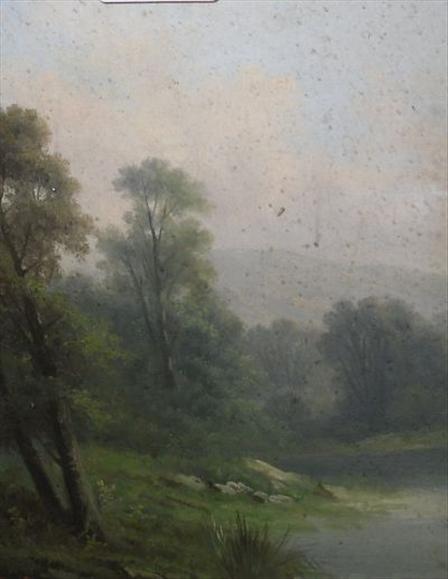 Appraisal: AS Late th century Woodland and upland landscapes Oils on