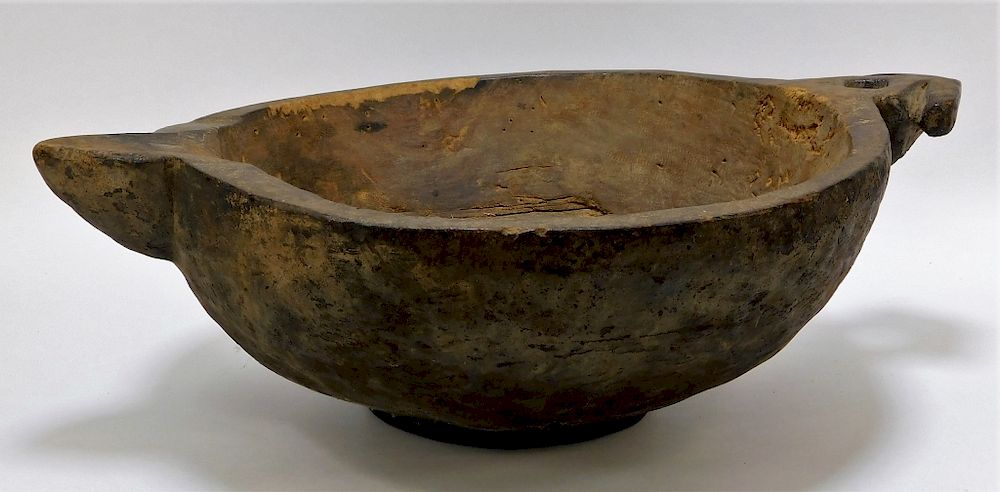 Appraisal: African Tribal Carved Wood Ritual Vessel Bowl African th Century