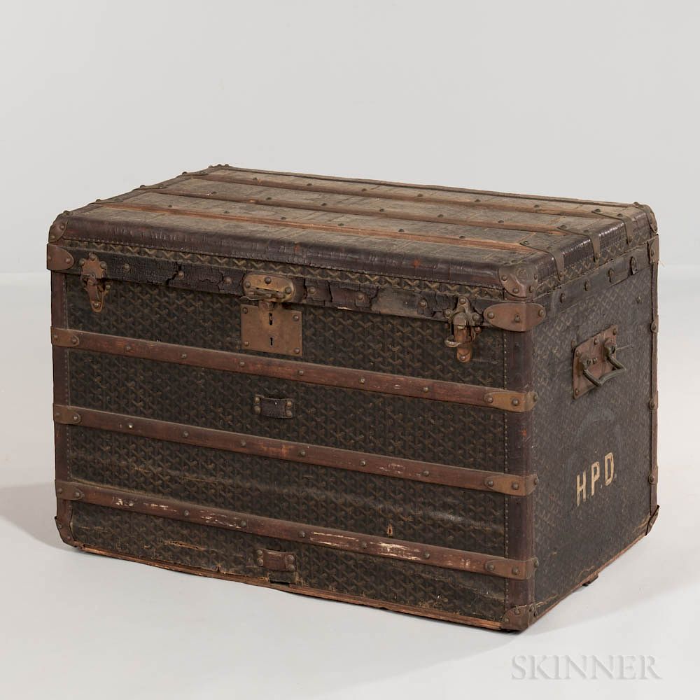 Appraisal: Maison Goyard Steamer Trunk Maison Goyard Steamer Trunk France chevon