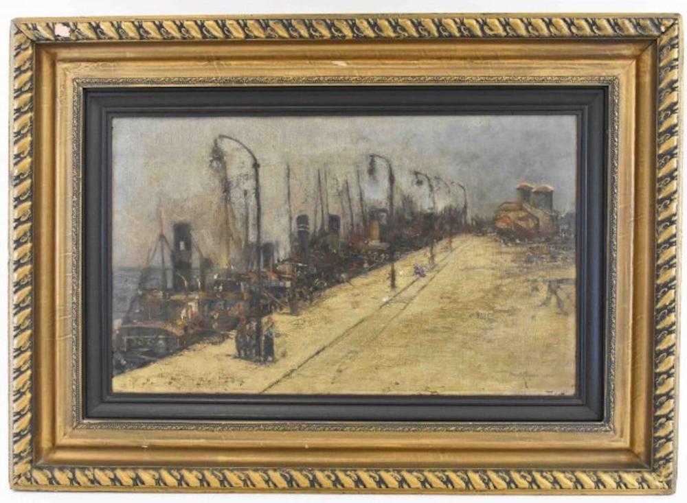 Appraisal: ANDOR BASCH HUNGARIAN - Wharf on the Danube Signed dated