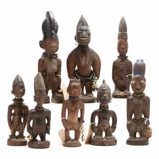 Appraisal: Nigeria Eight Yoruba Ibedji Figures male and female forms incised