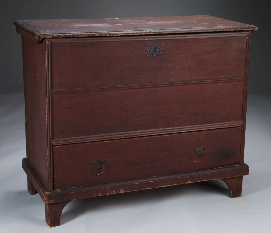 Appraisal: EARLY ONE DRAWER LIFT TOP BLANKET CHEST IN RED The