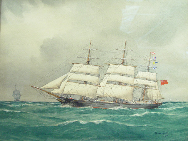 Appraisal: Pelham Jones 'Cape Horn' - Watercolour of a three-masted sailing