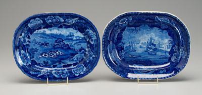 Appraisal: Two Staffordshire transfer platters blue transfer British scenes one with