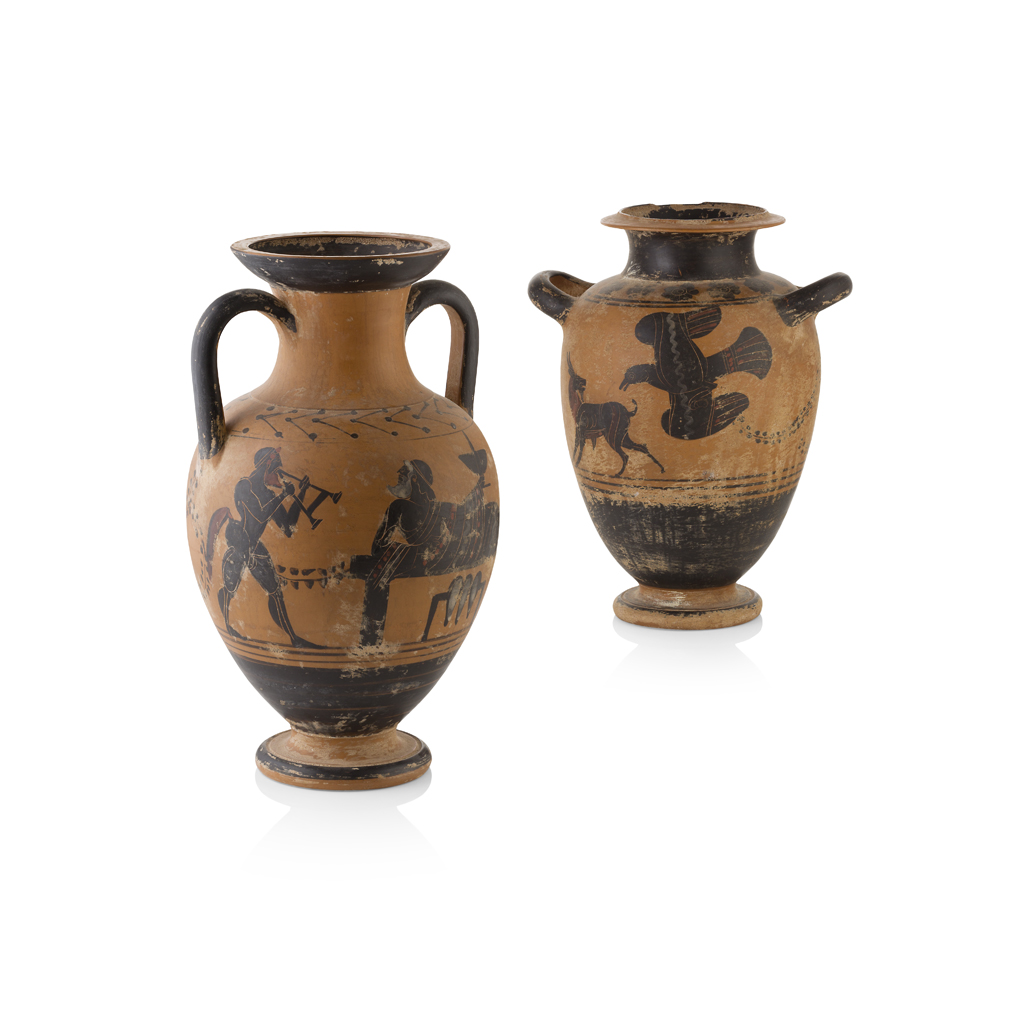 Appraisal: TWO GRAND TOUR ATTIC BLACK URNS TH CENTURY the first