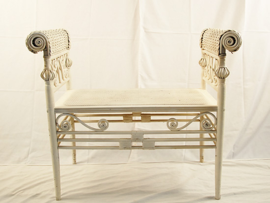 Appraisal: An Heywood-Wakefield Wicker Window Bench painted white with high rolled