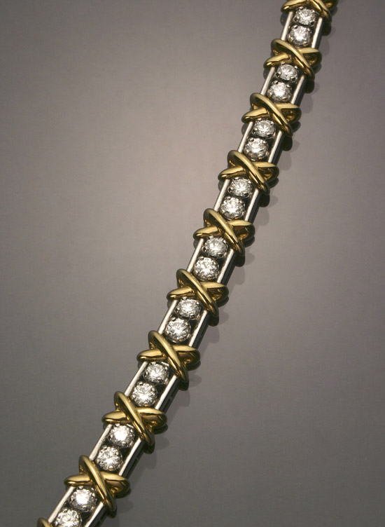 Appraisal: Platinum -Karat Yellow-Gold and Diamond Bracelet Jean Schlumberger Tiffany Co