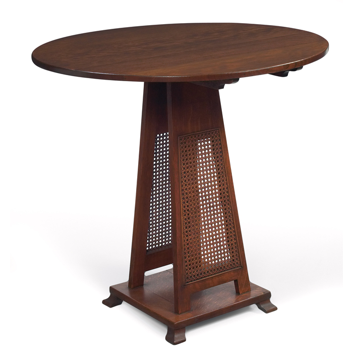 Appraisal: Stickley Brothers flip-top table circular top over an original caned