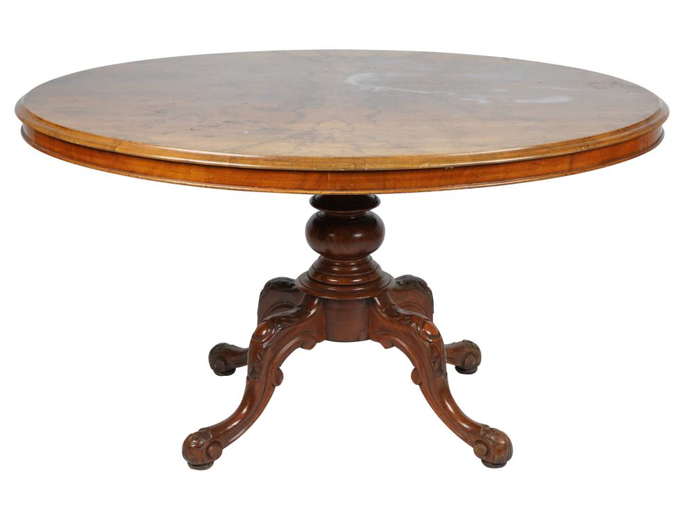 Appraisal: EDWARDIAN WALNUT LOW TABLEwith tilt top Condition with water stains