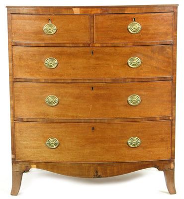 Appraisal: An early th century mahogany bowfront chest with an applied