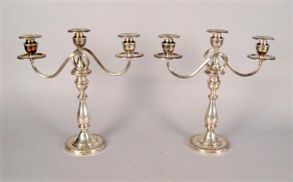 Appraisal: Pair of American sterling silver candlesticks mid th century With