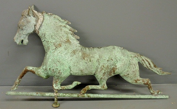 Appraisal: Copper and zinc weathervane molded full-bodied running horse reproduction h