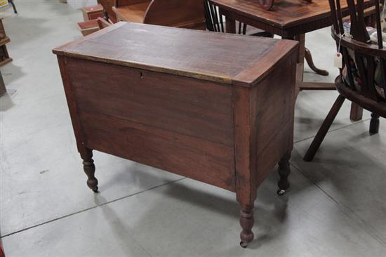 Appraisal: BLANKET CHEST Dark stained chest resting on high turned legs