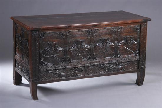 Appraisal: FRENCH HENRI II STYLE CARVED FRUITWOOD COFFER th century manner