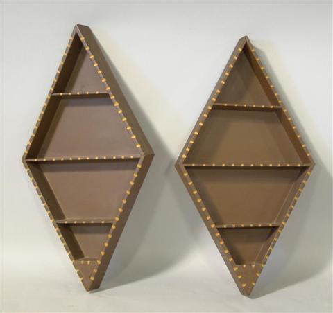 Appraisal: PAIR OF ADIRONDACK STYLE DIAMOND SHAPED HANGING SHELVES