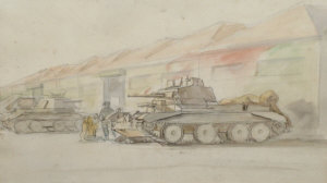 Appraisal: Harry Morley ARA RWS RE - - Crusader Tanks at