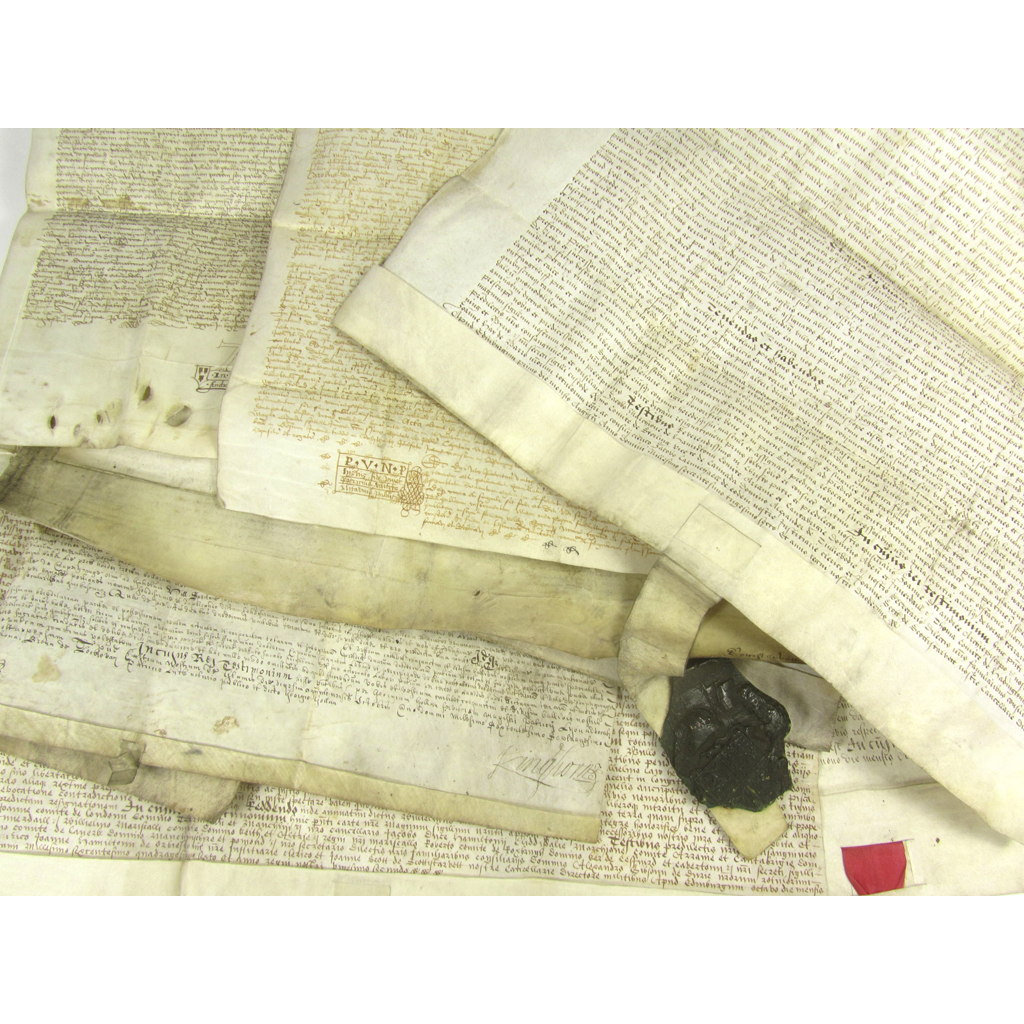 Appraisal: Thirteen th century documents on vellum one with remains of