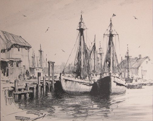 Appraisal: Gordon Grant Signed Original Lithograph Sunday in Port Artist Grant