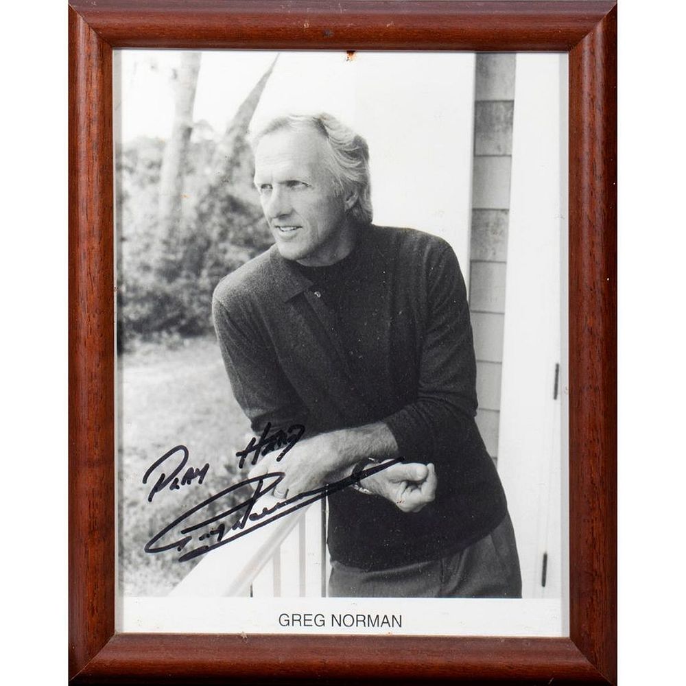 Appraisal: Greg Norman Original autographed inscribed photograph Size x Condition Showing