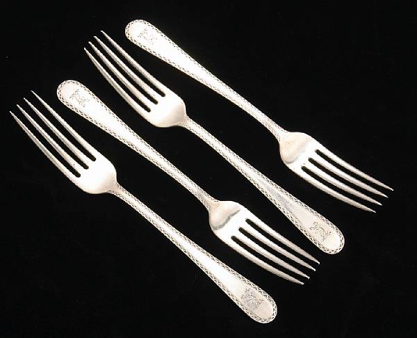 Appraisal: A set of twelve sterling table forksS Kirk amp Son