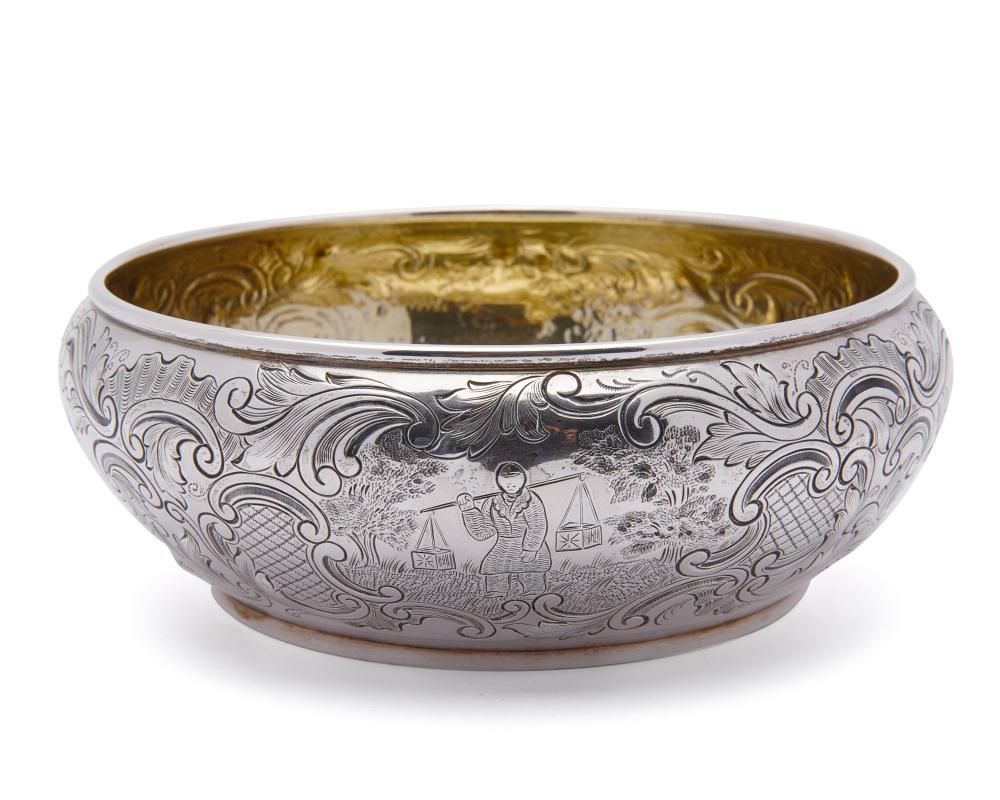 Appraisal: Fine Russian Silver Bowl with Orlov family crest Nichols Plincke