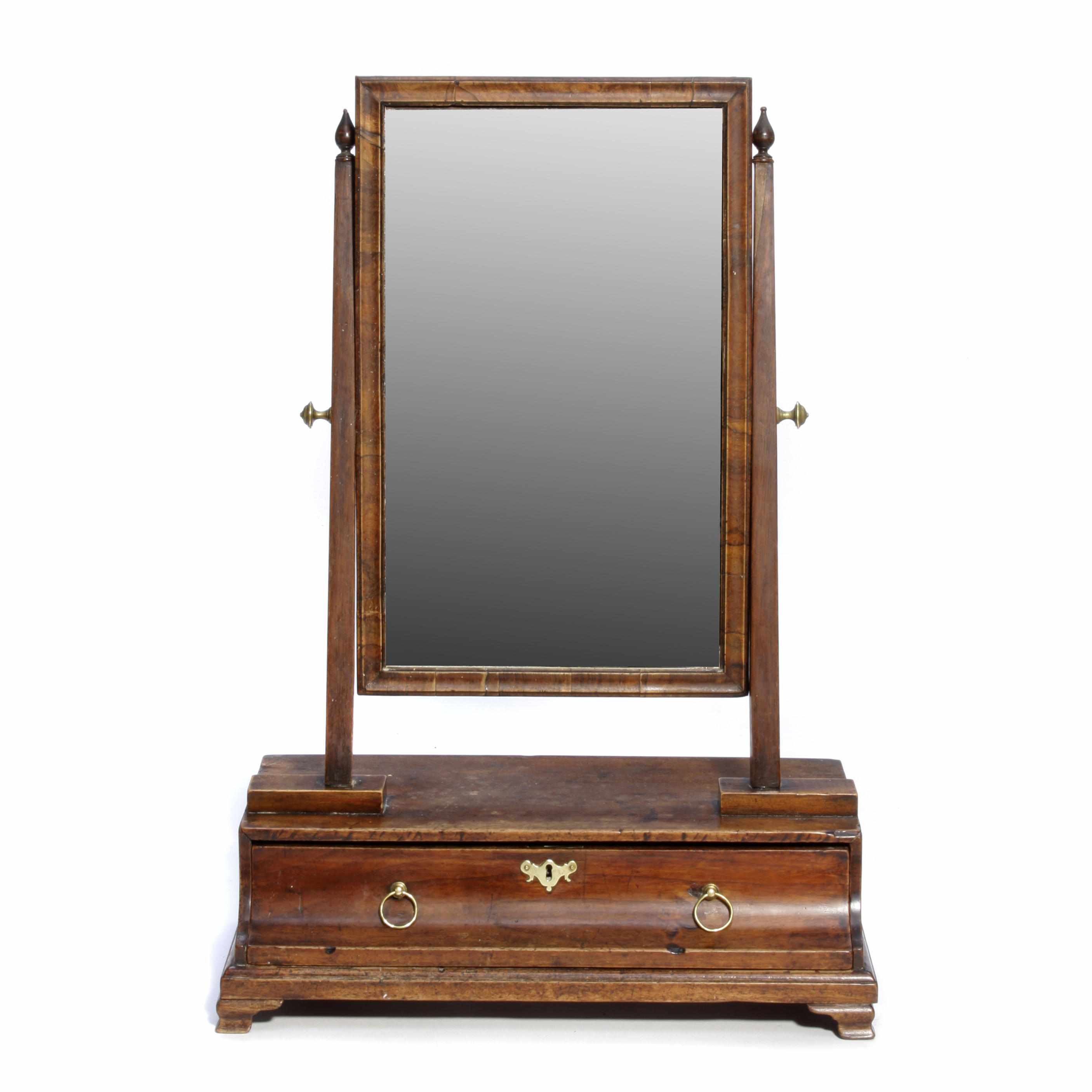 Appraisal: A George II walnut and oak dressing mirror mid th