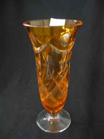 Appraisal: Apricot Cut-to-Clear Crystal Vase trumpet form '' excellent